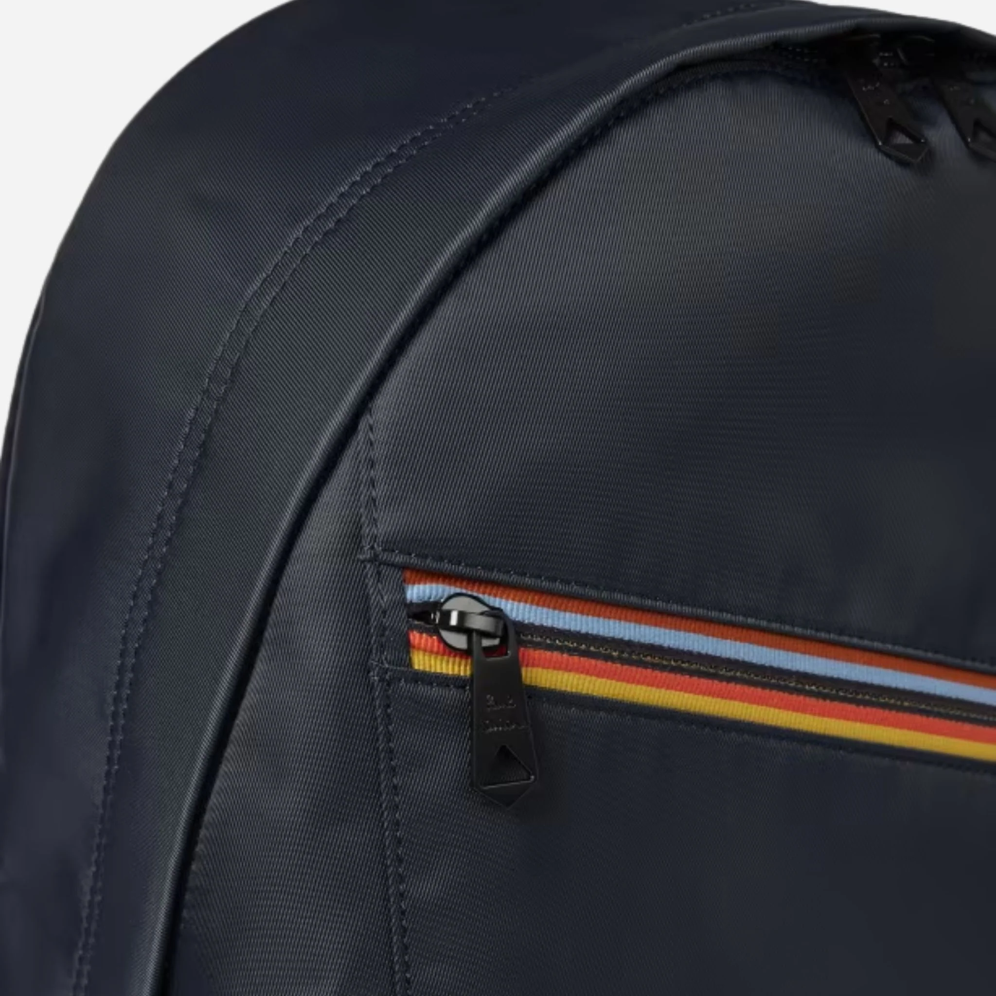 Paul Smith Navy Blue Recycled Polyester Backpack with Artist Stripe Trim - Image 6