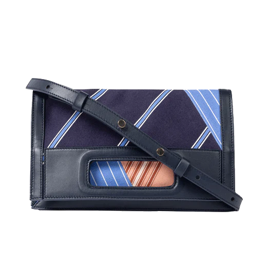 Paul Smith Navy Cotton Messenger Bag With Leather Trims