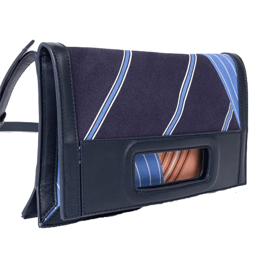 Paul Smith Navy Cotton Messenger Bag With Leather Trims - Image 2