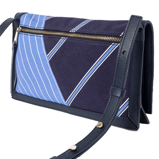 Paul Smith Navy Cotton Messenger Bag With Leather Trims - Image 3