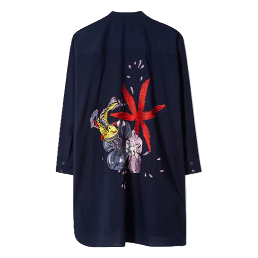 Paul Smith Navy Embroidered Cotton Tunic - Image 2