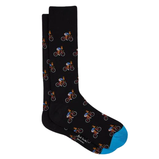 Paul Smith Novelty Rabbit on Bike Men's Cotton Blend Socks 3Pack - Image 3