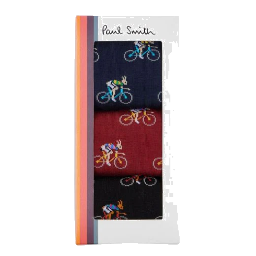 Paul Smith Novelty Rabbit on Bike Men's Cotton Blend Socks 3Pack - Image 5