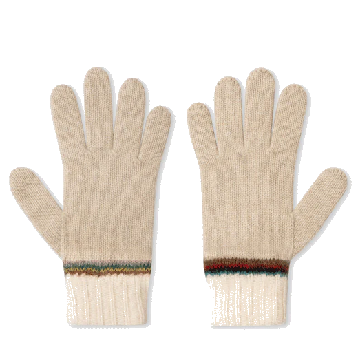 Paul Smith Oatmeal 'Signature Stripe' Wool Gloves - Image 2