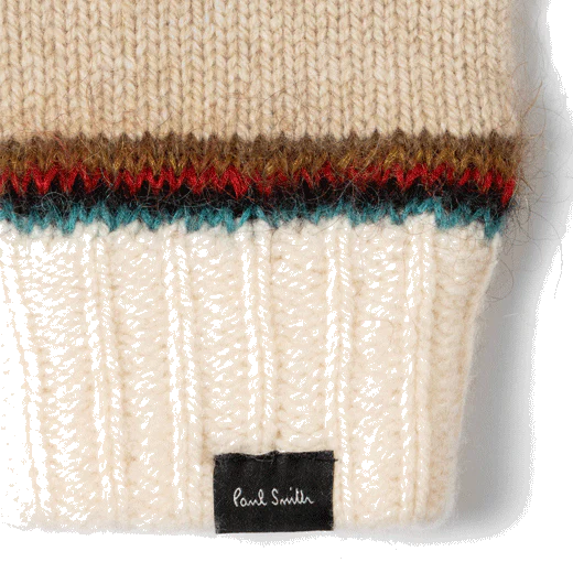 Paul Smith Oatmeal 'Signature Stripe' Wool Gloves - Image 3
