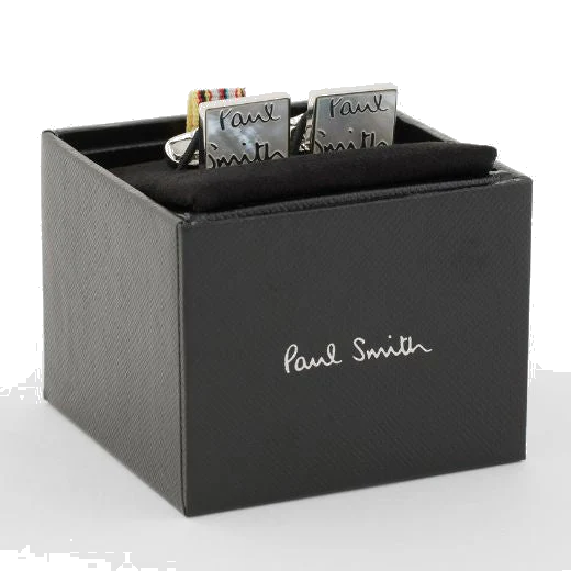 Paul Smith Rectangular Mother of Pearl 'Signature' Logo Cufflinks - Image 3