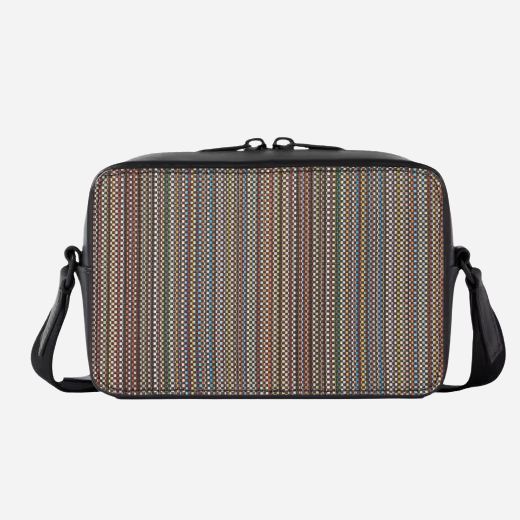 Paul Smith Signature Stripe Coated Canvas Cross Body Bag with Dual Zip