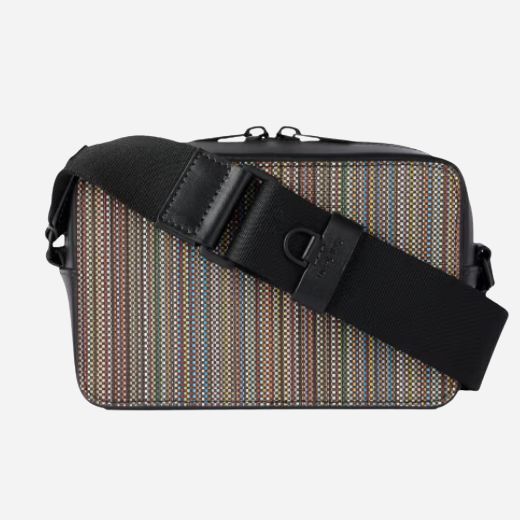 Paul Smith Signature Stripe Coated Canvas Cross Body Bag with Dual Zip - Image 2