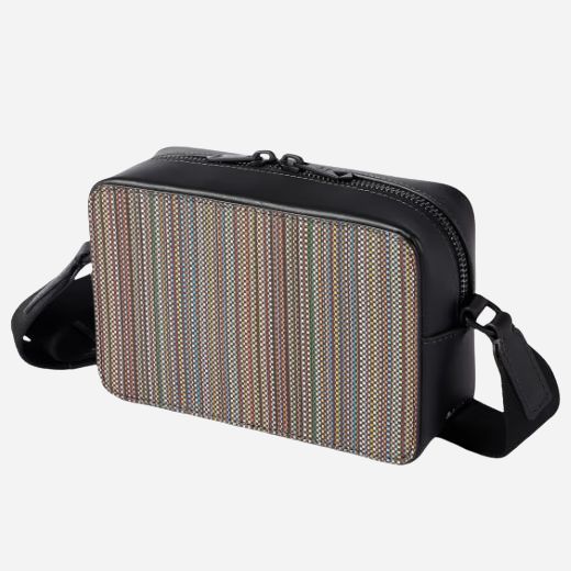 Paul Smith Signature Stripe Coated Canvas Cross Body Bag with Dual Zip - Image 3
