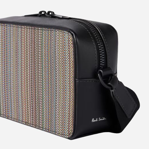 Paul Smith Signature Stripe Coated Canvas Cross Body Bag with Dual Zip - Image 4