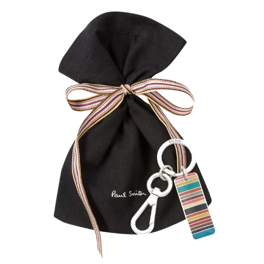Paul Smith Signature Stripe Tag Metal Keyring - Image 3