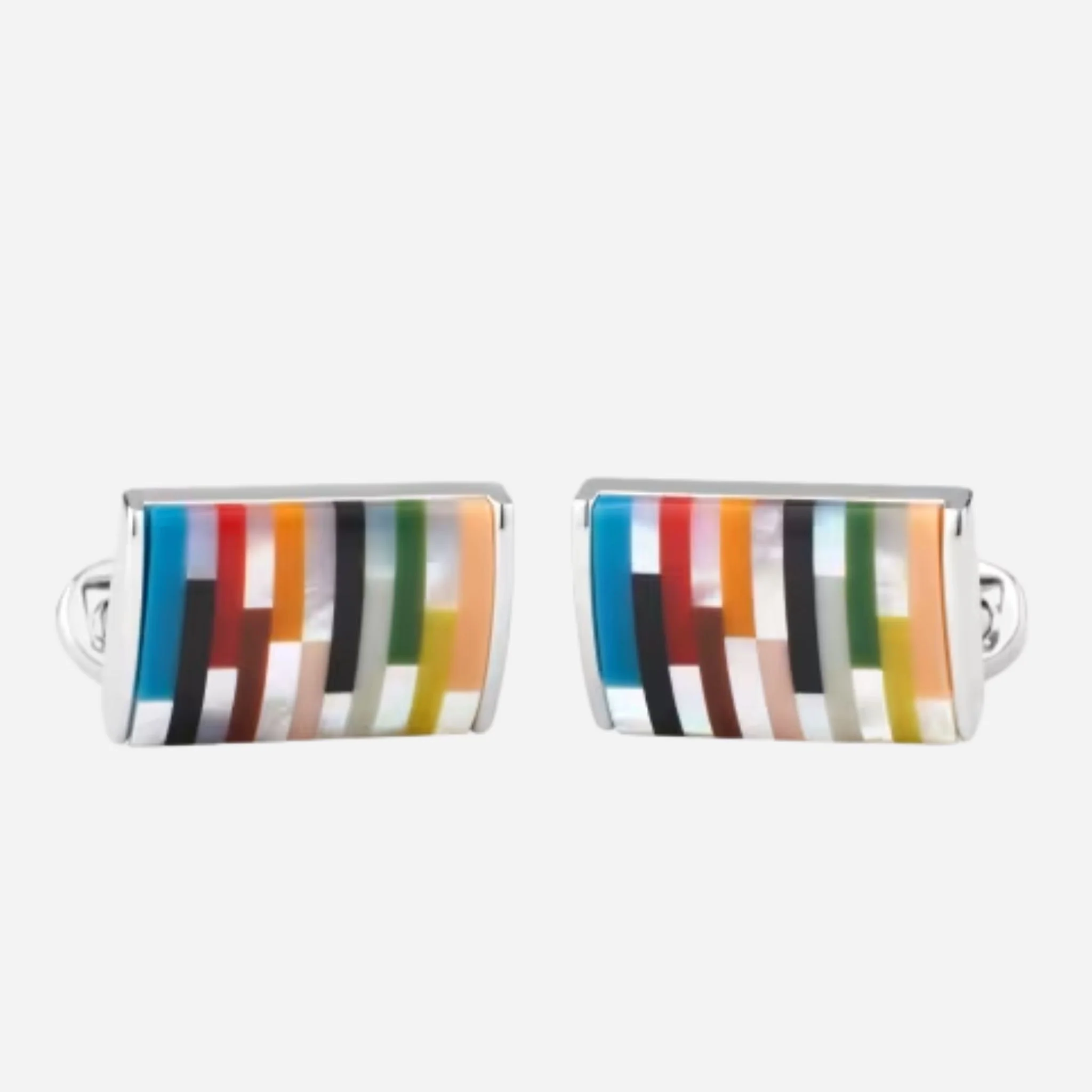 Paul Smith Silver Metallic 'Signature Stripe' Curve Cufflinks