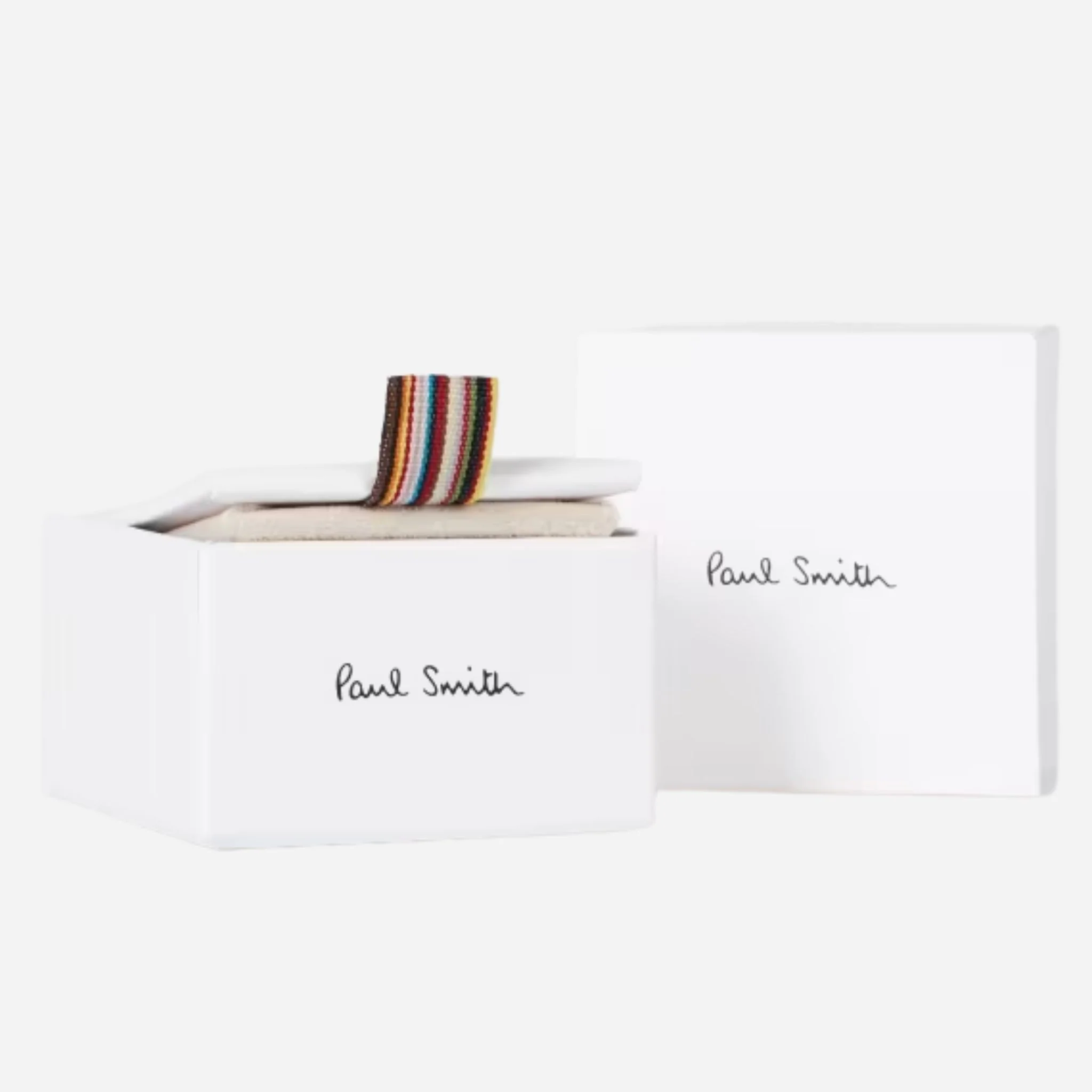 Paul Smith Silver Metallic 'Signature Stripe' Curve Cufflinks - Image 3