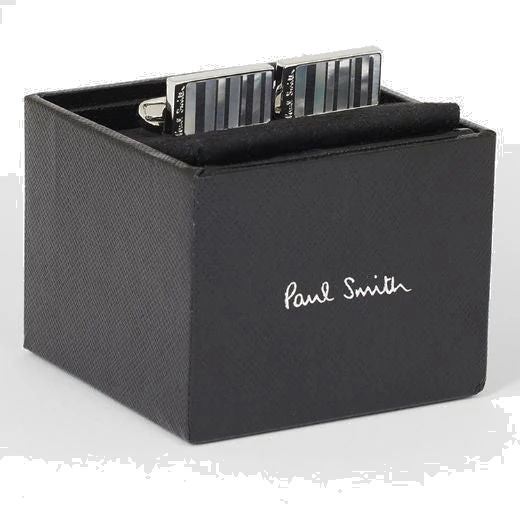 Paul Smith Silver Mother Of Pearl Stripe Cufflinks - Image 3