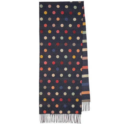 Paul Smith Spot-Stripe Navy Wool-Cashmere Scarf