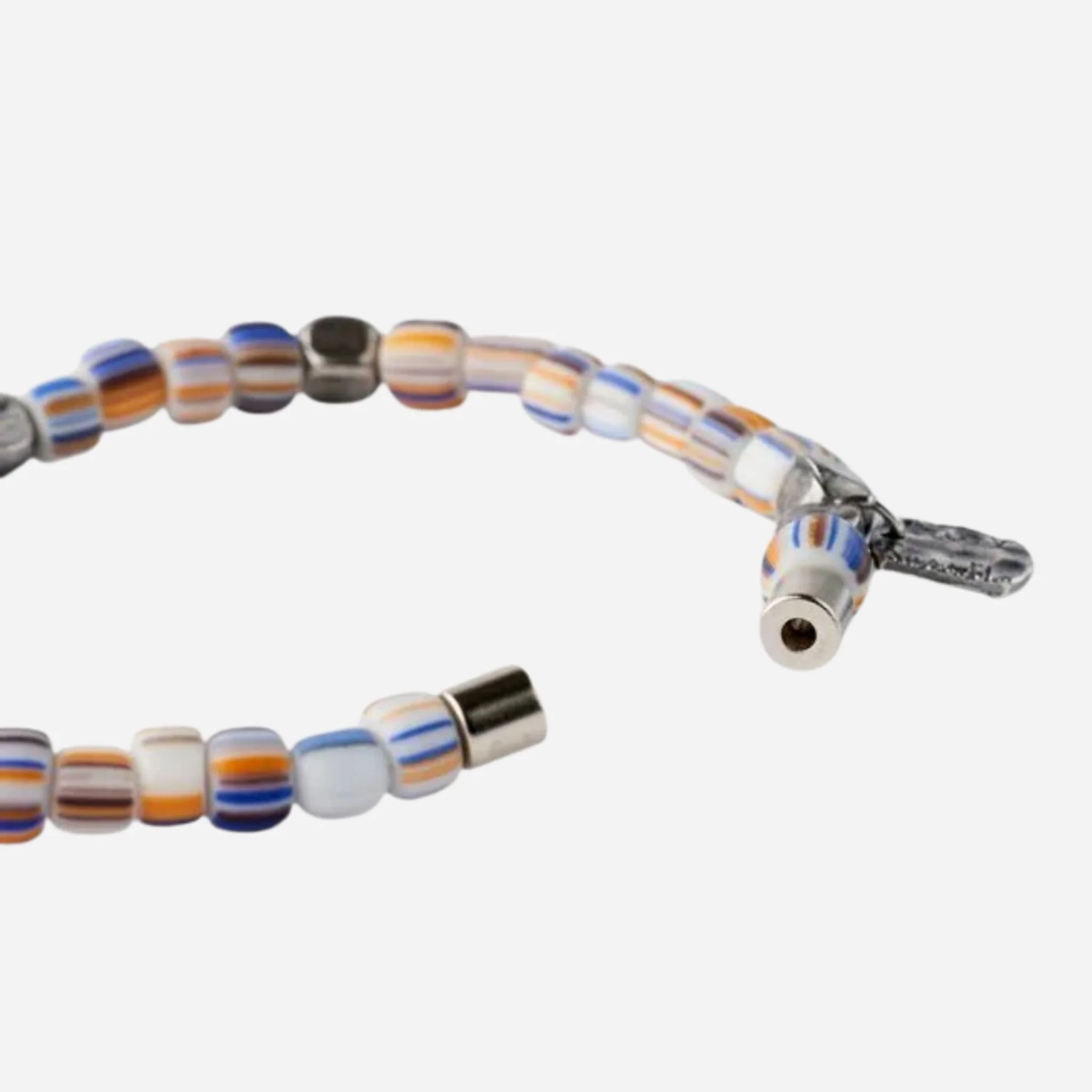 Paul Smith White, Blue and Orange Striped Glass Bead Bracelet - Image 3