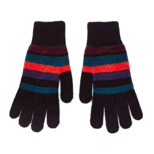 Paul Smith Women's Blue Block Stripe Knitted Wool Gloves