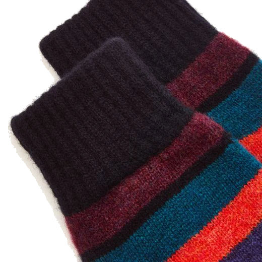 Paul Smith Women's Blue Block Stripe Knitted Wool Gloves - Image 2
