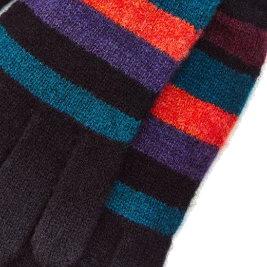 Paul Smith Women's Blue Block Stripe Knitted Wool Gloves - Image 3