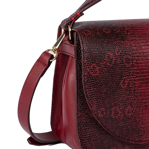 Paul Smith Women's Mock Lizard Burgundy Clutch Saddle Bag - Image 3