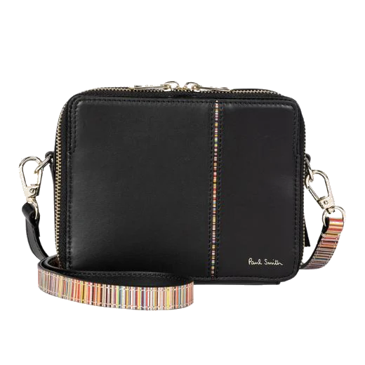 Paul Smith Women's 'Signature Stripe' Black Leather Camera Bag