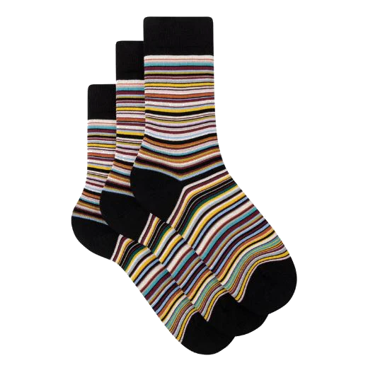 Paul Smith Women's Signature Stripe Cotton Blend 3 Pack Socks