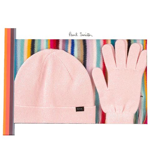 Paul Smith Women's Stripe Scarf, Pink Gloves & Hat Gift Set - Image 5