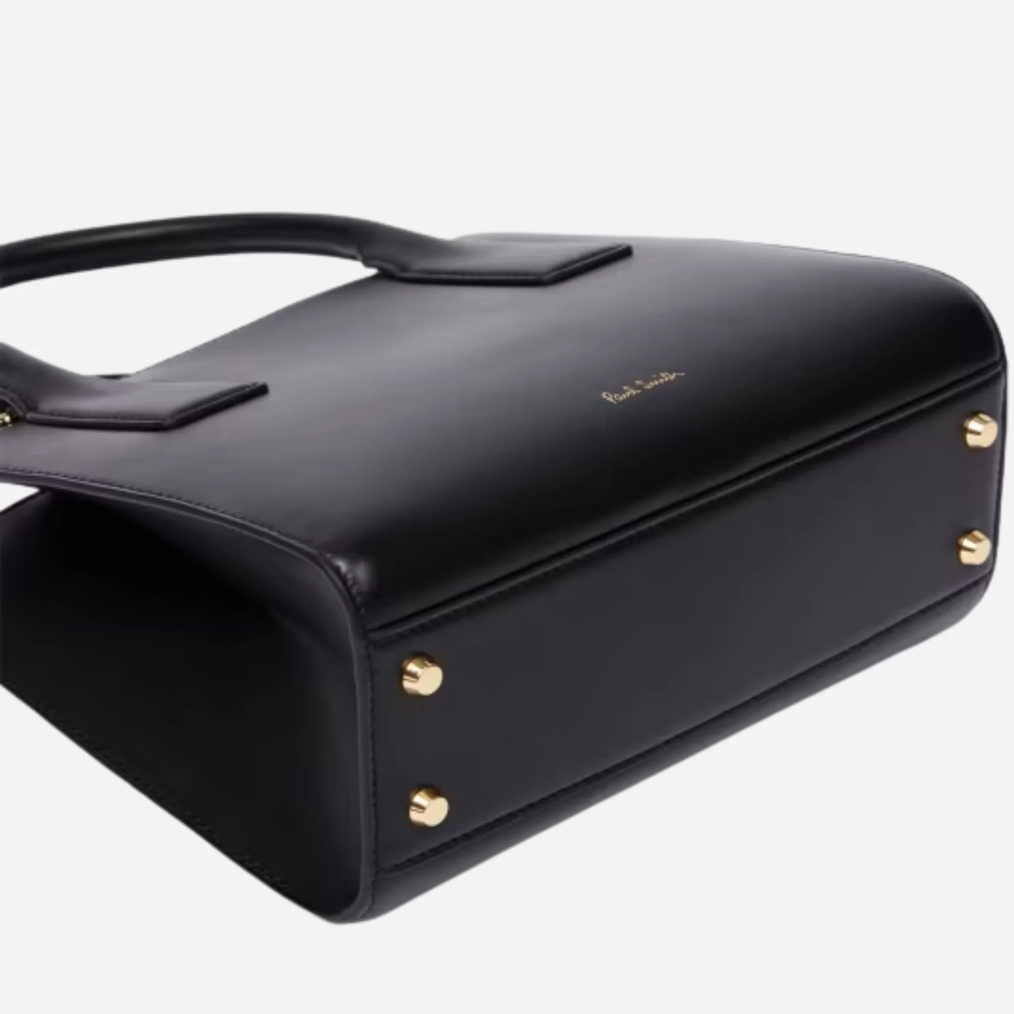 Paul Smith Women's Black Leather Top Handle Bag with 'Signature Stripe' Trims - Image 4
