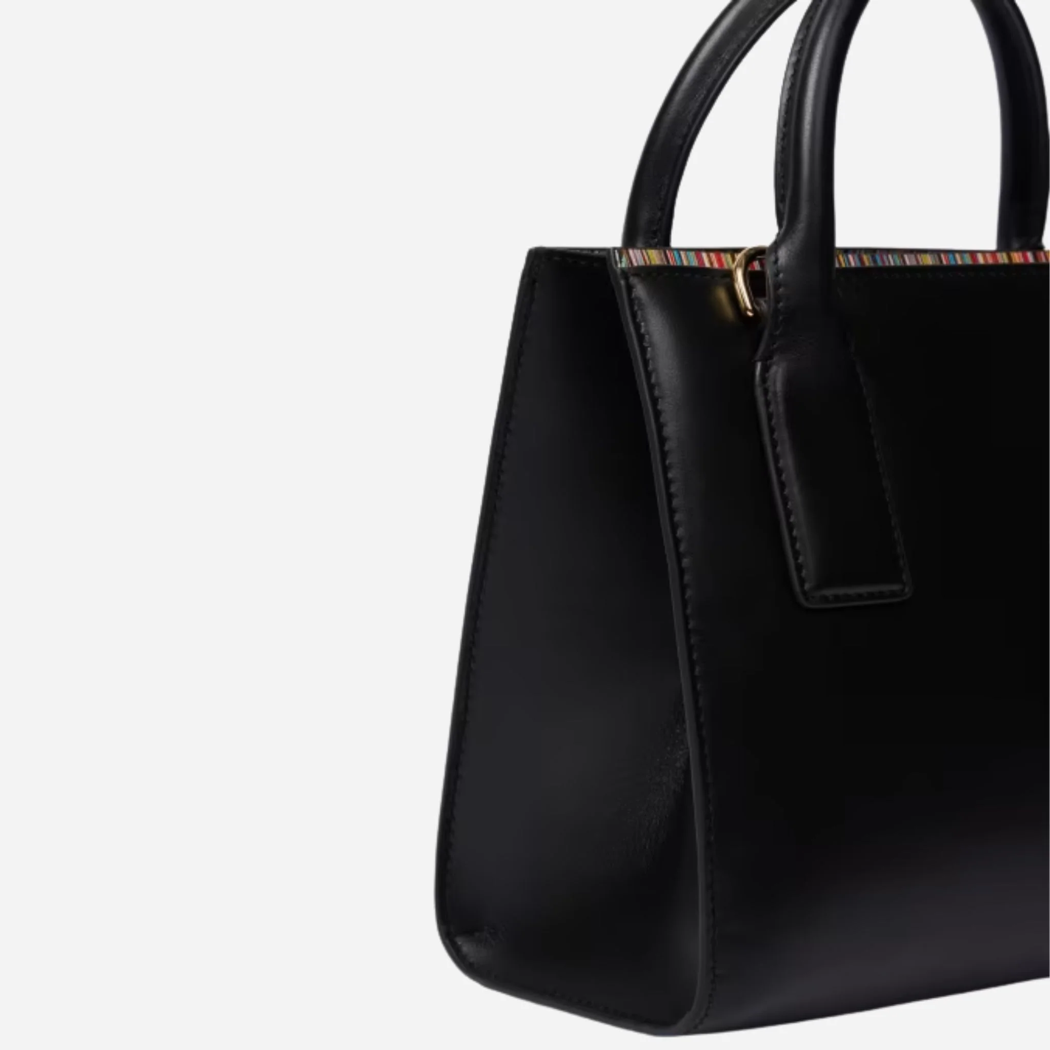 Paul Smith Women's Black Leather Top Handle Bag with 'Signature Stripe' Trims - Image 5