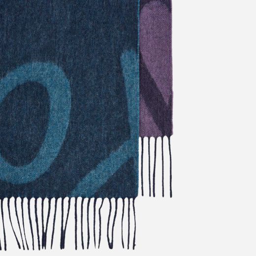 Paul Smith Women's Blue and Purple Wool Blend Scarf with Signature Print - Image 2