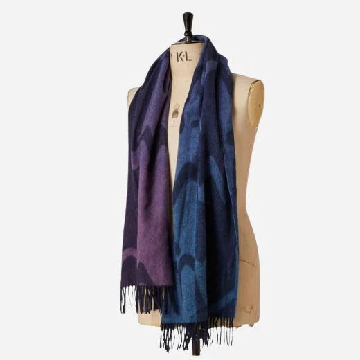 Paul Smith Women's Blue and Purple Wool Blend Scarf with Signature Print - Image 5