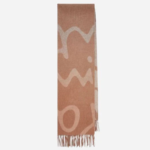 Paul Smith Women's Brown Wool Blend Scarf with Signature Print