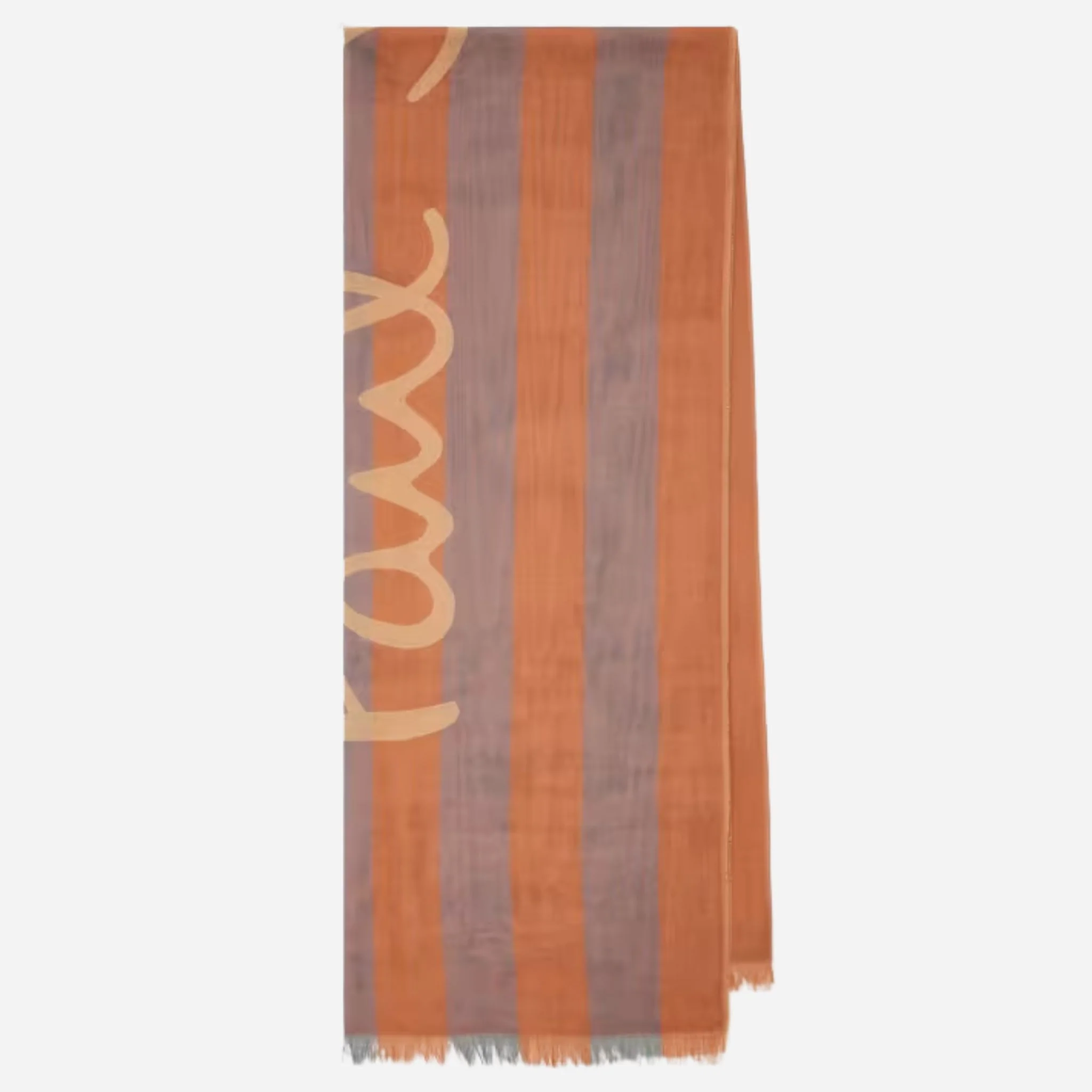 Paul Smith Women's Orange Stripe Cotton Scarf with Large Logo