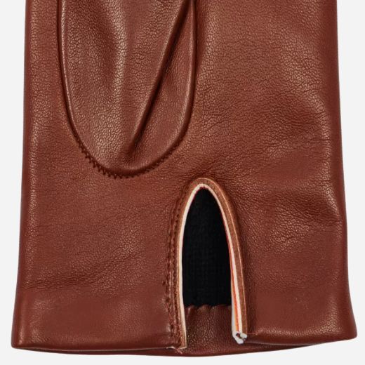 Paul Smith Women's Tan Brown Leather Gloves with Signature Stripe - Image 3