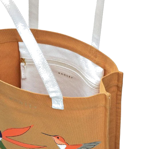 Radley Birds of Paradise Pecan Brown Medium Open Top Canvas Tote Bag - Image 3