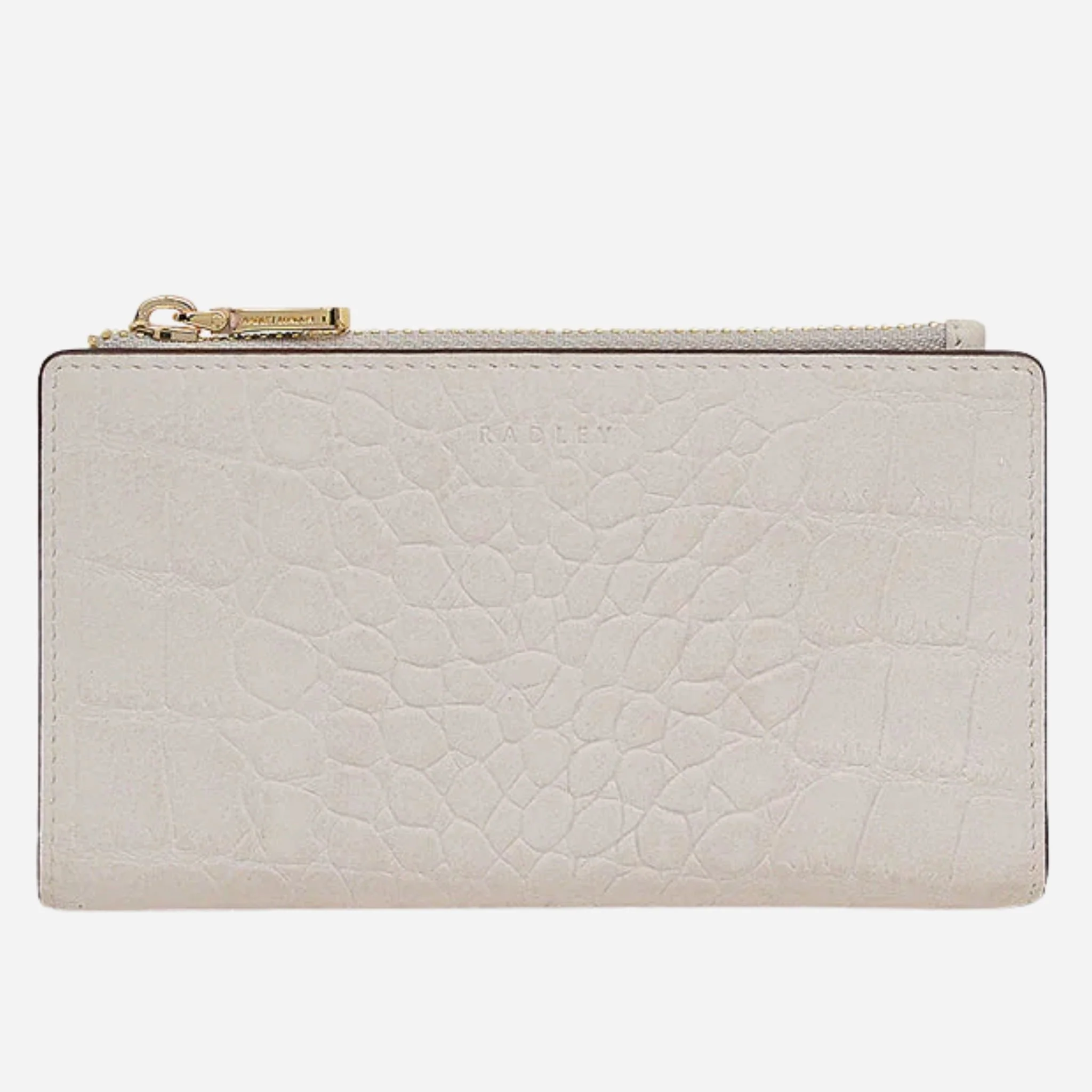 Radley Coin Street Snow Faux Croc Leather Medium Bifold Zip Top Purse