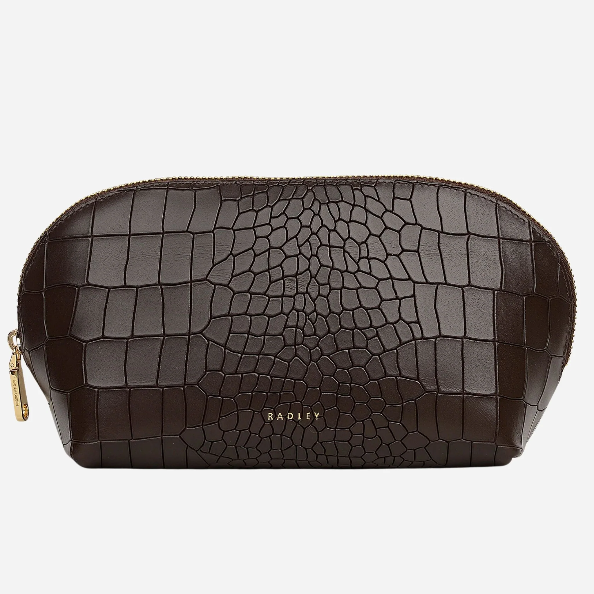 Radley Commute Street Dark Oak Faux Croc Medium Cosmetic Pouch