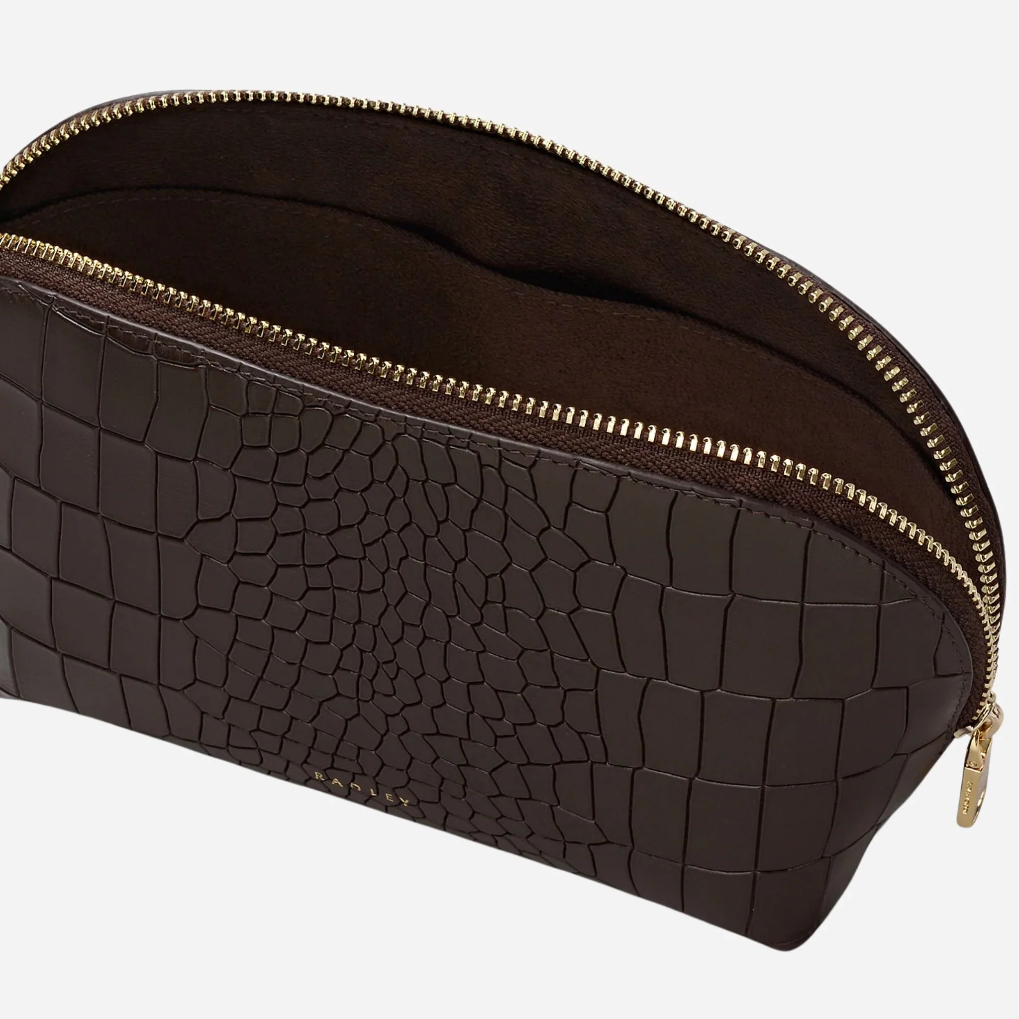 Radley Commute Street Dark Oak Faux Croc Medium Cosmetic Pouch - Image 3