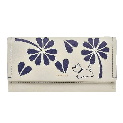 Radley Cut Out Floral Chalk Leather Large Flapover Purse