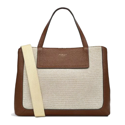 Radley Dukes Place Brown Leather & Canvas Medium Ziptop Bag