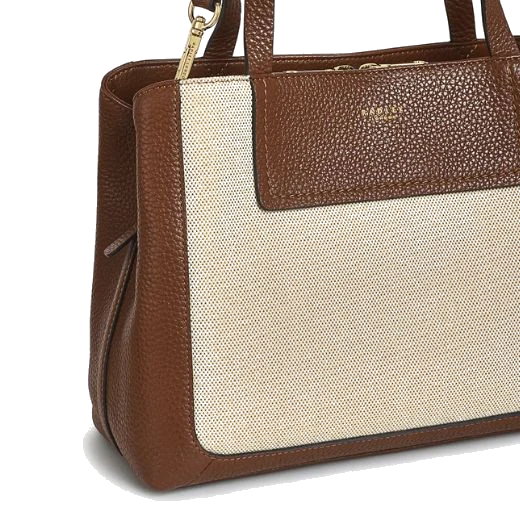 Radley Dukes Place Brown Leather & Canvas Medium Ziptop Bag - Image 3