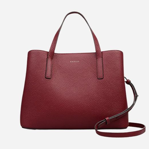 Radley Dukes Place Carmine Red Leather Medium Zip Top Multiway Bag