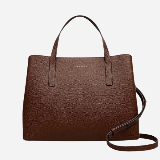 Radley Dukes Place Texture Chocolate Brown Medium Zip Top Multiway Bag