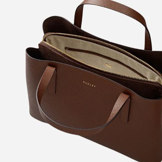 Radley Dukes Place Texture Chocolate Brown Medium Zip Top Multiway Bag - Image 3