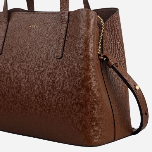 Radley Dukes Place Texture Chocolate Brown Medium Zip Top Multiway Bag - Image 4