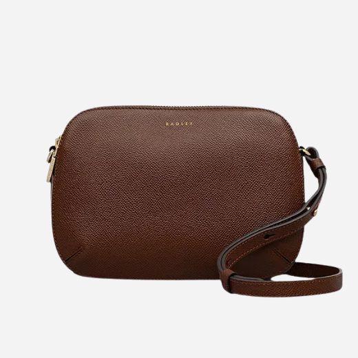 Radley Dukes Place Textured Chocolate Brown Medium Zip Top Cross Body Bag