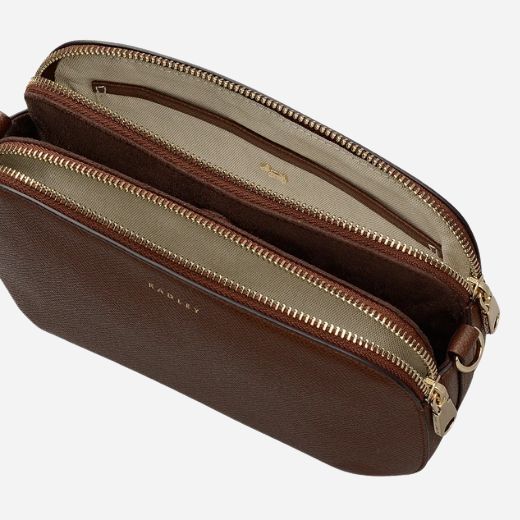 Radley Dukes Place Textured Chocolate Brown Medium Zip Top Cross Body Bag - Image 3