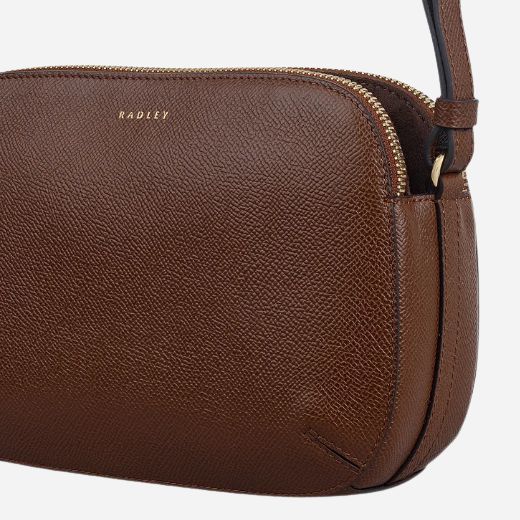 Radley Dukes Place Textured Chocolate Brown Medium Zip Top Cross Body Bag - Image 4