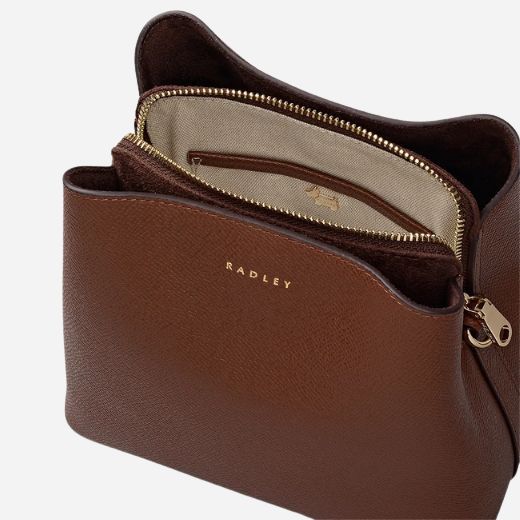 Radley Dukes Place Textured Chocolate Brown Small Compartment Cross Body Bag - Image 3