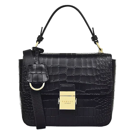 Radley Hanley Close Black Faux Croc Flapover Grab Bag